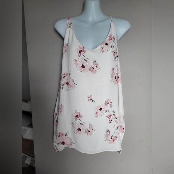 Essentials White and Pink Floral Camisole, Size 2XL - Picture 1 of 5